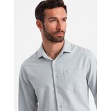 Ombre Men's shirt with pocket REGULAR FIT - light grey melange | Shoptok.si