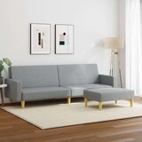  Dvosjed na razvlačenje od tkanine s tabureom svjetlosivi | shoptok.hr