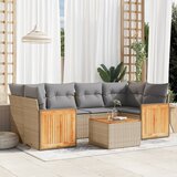 Maison Chic Seti vrtnega pohištva - Vrtna garnitura - Vrtni pohištvo set 7-delna z blazinami bež poli ratan, (21805129) | Shoptok.si