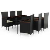  7-dijelni vrtni blagovaonski set s jastucima crni | shoptok.hr