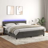  Box spring postelja z vzmetnico LED temno siva 160x200 cm žamet, (20789810) Cene
