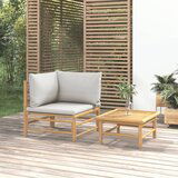 The Living Store Vrtna sedežna garnitura in svetlo sive blazine 2-delna bambus - Vrtna Sedežna Garnitura, (21458449) | Shoptok.si