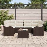  Sjedeća garnitura za vrt 7 kom. 6-Broj sjedala Smeđa i krem 55 x 55 x 37 cm | Shoptok.si