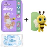 Violeta DC Pelene Air Dry 2, 3-6 kg, 76/1, Vlažne maramice, Water Care 56/1 + Plišana igračka pčelica gratis Cene