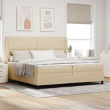 Box Spring krevet s madracem - Krem - 200x200 cm Tkanina | shoptok.hr