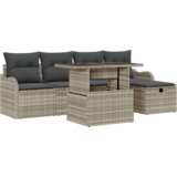  6-dijelni vrtni sofa set sa jastučićima svjetlosiva poly rattan | shoptok.hr