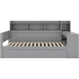 Lumor Postelja s klopjo 90x200 cm - Pisalna miza z USB priključkom - 2 predala in police - Siva (brez vzmetnice), (22156190) | Shoptok.si