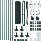 vidaXL Šestkotna ograja Zelena 0.4x10 m Jeklo, ograjni stebri s podnožjem 7 kos Ø32mm 50cm Galvanizirano jeklo | Shoptok.si