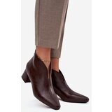 Boto Eco Leather Women's Ankle Boots On Heel Chocolate Rylina | shoptok.hr