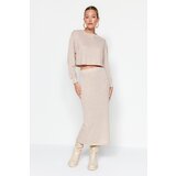 Trendyol Light Beige Top and Bottom Set with a soft, soft fabric Cene