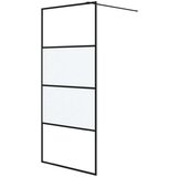 Pregrada za tuš crna 90 x 195 cm s napola mutnim staklom ESG | shoptok.hr