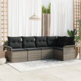 vidaXL 5-delni vrtni kavč set z blazinami siva poli ratan | Shoptok.si
