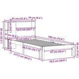 vidaXL Knjižna postelja brez vzmetnice 75x190 cm trdna borovina | Shoptok.si