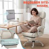  Uredska stolica s visokim naslonom vibracijskom masažom i grijanjem ergonomska nagibna s osloncem za noge krem ​​bijela | shoptok.hr