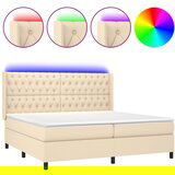 Maison Chic Box spring postelja - Vzmetna postelja z vzmetnico LED krem 200x200 cm blago SL15876, (21895812) | Shoptok.si