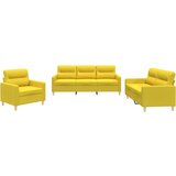  The Living Store Sedežna garnitura 3-delna z blazinami svetlo rumeno blago - Komplet Sedežne Garniture, (21454326) | Shoptok.si