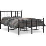 Metalni Kovinski posteljni okvir z vzglavjem in vznožjem črn 120x200 cm | Shoptok.si