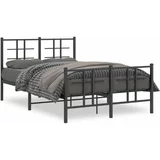 Metalni Kovinski posteljni okvir z vzglavjem in vznožjem črn 120x200 cm