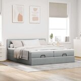 vidaXL Otomanski posteljni okvir z vzmetnicami siv 160x200 cm blago | Shoptok.si