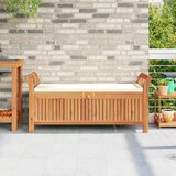  Vrtna klupa za pohranu s jastukom 126 cm masivno bagremovo drvo | shoptok.hr