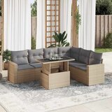 Maison Chic Seti vrtnega pohištva - Vrtna garnitura - Vrtni pohištvo set 7-delna z blazinami bež poli ratan, (21802902) | Shoptok.si