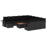  13-dijelni set vrtnih sofa s jastucima poliratan crni | shoptok.hr