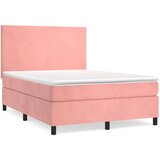  Box spring postelja z vzmetnico roza 140x200 cm žamet, (20894269) | Shoptok.si