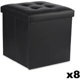  Sklopivi tabure L s gumbima - 38x38x38cm crna eko koža x 8 | shoptok.hr