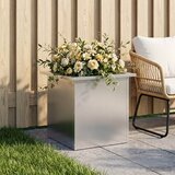  Vrtna posuda za sadnju s LED svjetlom Srebrna 40 x 40 x 40 cm | shoptok.hr