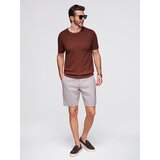 Ombre Men's classic knitted shirt with ribbed cuffs - warm brown | Shoptok.si