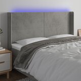 vidaXL LED posteljno vzglavje svetlo sivo 203x16x118/128 cm žamet | Shoptok.si