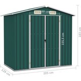 vidaXL Vrtno spremište zeleno 205 x 129 x 183 cm od pocinčanog čelika | shoptok.hr