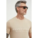 Armani_Exchange Kratka majica moški, bež barva