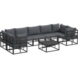 vidaXL Sjedeća garnitura za vrt 8 pcs Crna Aluminij | shoptok.hr