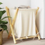 vidaXL Košara za perilo krem bela 45x55x63,5 cm bambus