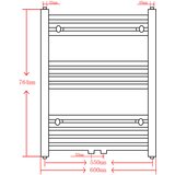 Crni kupaonski radijator za centralno grijanje ravni 600 x 764 mm | shoptok.hr