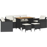  6-dijelni set vrtnih sofa s jastucima crni od poliratana Crna 177 x 70 x 68 cm | shoptok.hr