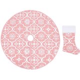  Luksuzna podloga za božićno drvce s čarapom ružičasta 122 cm | shoptok.hr
