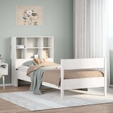 vidaXL Knjižna postelja brez ležišča bela 90x190cm trdna borovina | Shoptok.si