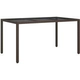  Vrtna miza 150x90x75 cm kaljeno steklo in poli ratan rjava, (20665520) | Shoptok.si
