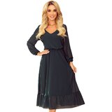 Numoco Chiffon midi dress with a neckline and ruffle Cijene