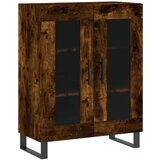 vidaXL Visoka komoda dimljen hrast 69,5x34x180 cm inženirski les | Shoptok.si