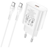 hoco. polnilec N22 Jetta PD 25W Type C s kablom Type C na Type C - bel | Shoptok.si