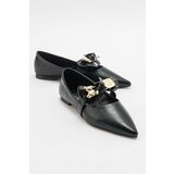 LuviShoes HELSI Black Shiny Bow Women's Flats Cene