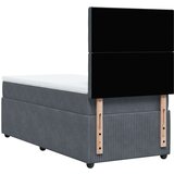 vidaXL Box spring postelja z vzmetnico temno siv 90x190 cm žamet | Shoptok.si