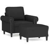  Fotelja s tabureom crna 60 cm baršunasta | shoptok.hr
