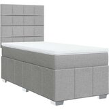vidaXL Box spring postelja z vzmetnico svetlo siva 90x200 cm blago | Shoptok.si