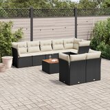 vidaXL 9-dijelni set vrtnih sofa s jastucima crni od poliratana | shoptok.hr