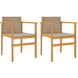  The Living Store Vrtni stoli 2 kosa bež poli ratan in trden les - Vrtni Stol, (21460457) | Shoptok.si
