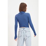Trendyol Indigo Turtleneck Finger Detailed Ribbed Knitted Blouse | shoptok.hr